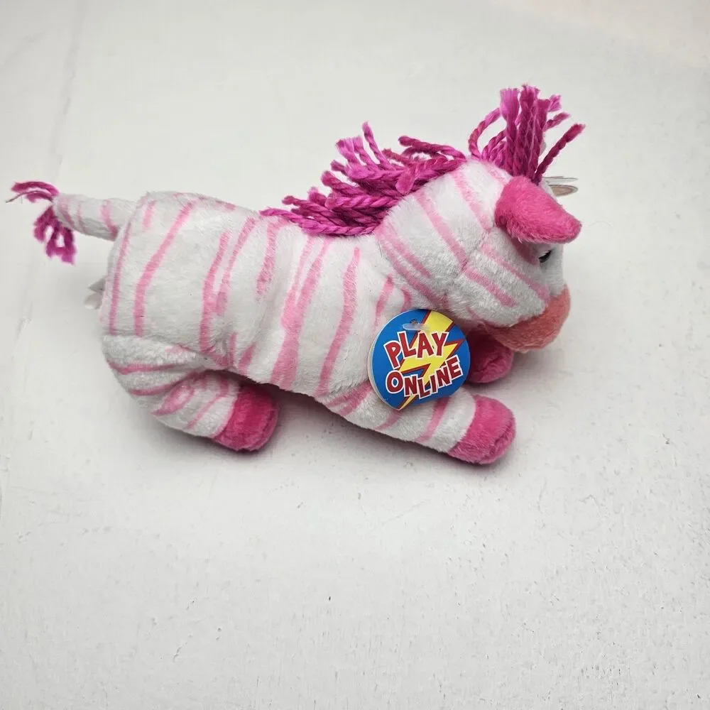 Ty Beanie Babies 2.0 Zebra Bubblegum Plush Pink & White Striped 2008 Unused Code